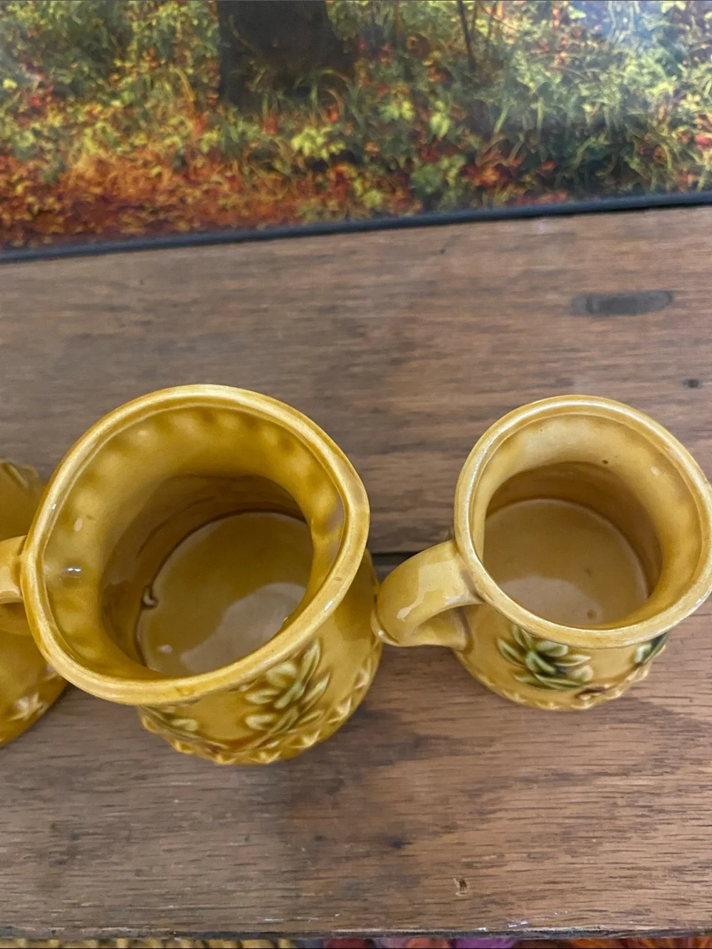 Yellow Ceramic Bird Japanese measuring cups- 4 Vintage Style , normal wear.